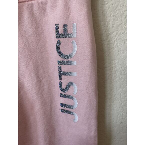 Justice Pink Silver Ombré Sparkle Logo Mid Rise Full Length Joggers Pants Size 8 - Picture 3 of 5